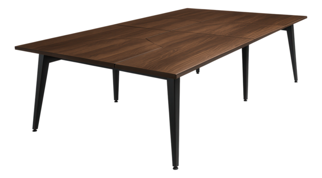 A large conference table with a modular design, ideal for a corporate office meeting room.