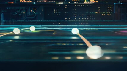 Futuristic technology showcases global network connections in a bright and vibrant digital cityscape, exemplifying seamless data exchange. - Powered by Adobe