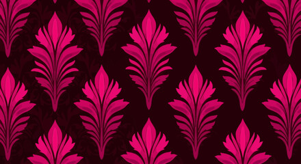 Vibrant Pink Floral Damask Pattern Seamless Texture for Design Projects