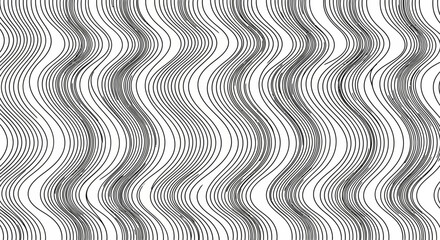 Abstract Wavy Lines Pattern Black and White Vector Illustration