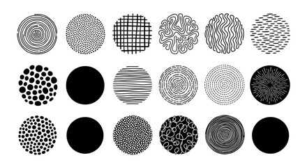 Collection of Hand-Drawn Circular Texture Patterns EPS Vector Graphics