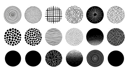 Collection of Hand-Drawn Circular Textures  Versatile Design Elements for Digital Art and Printing