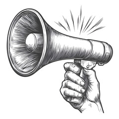 black and white megaphone