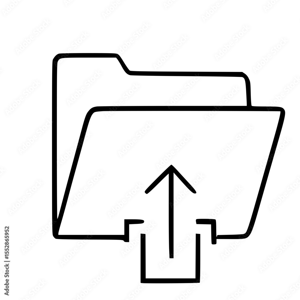 Poster simple line drawing folder upload icon element for data transfer
