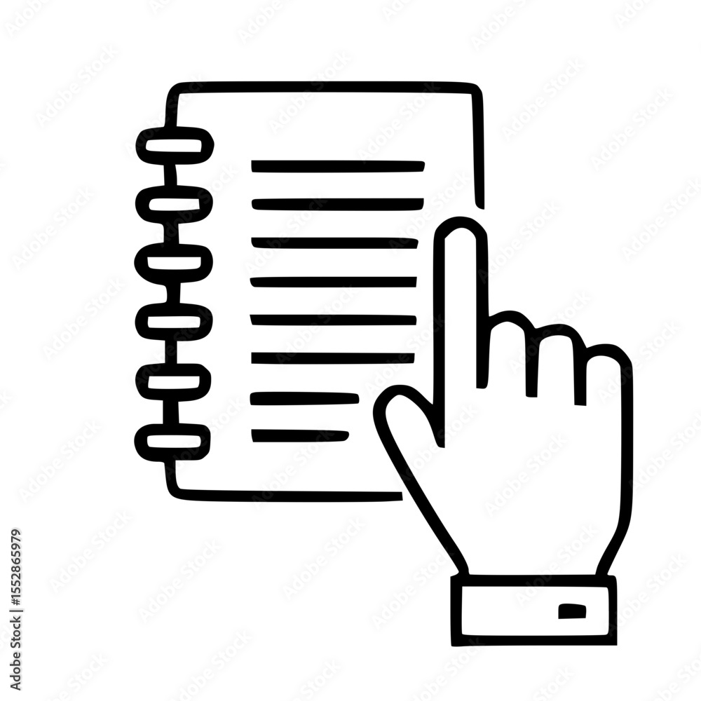 Poster line style notebook selection with hand gesture interface symbol icon
