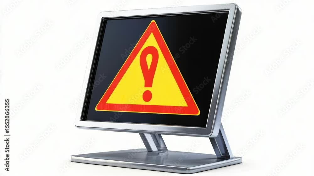 Leinwandbilder A computer monitor with a warning symbol indicating an issue or problem, perfect for use in technology and innovation related contexts