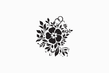 A Vince flower vector silhouettes image made by adobe illustrator with white color back round. eps
