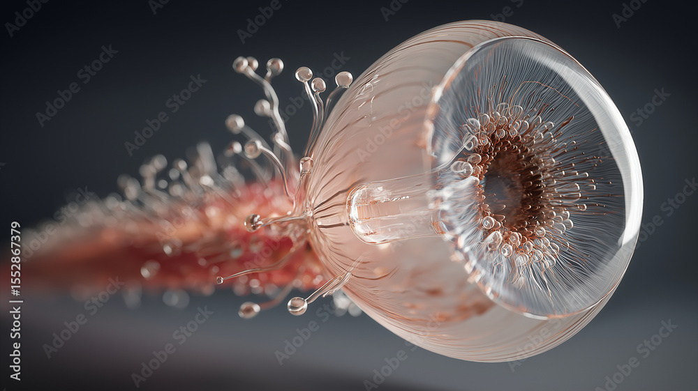 Poster detailed 3d model of bio organic structure with intricate tendrils and translucent surface, resembli