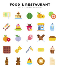 Food and Restaurant Icon Pack 25 Vector Symbols for Web Design.
