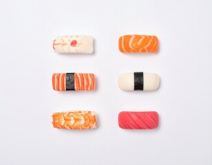 sushi on a white background