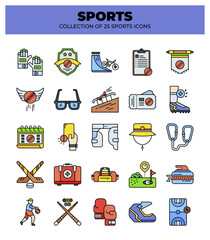 Collection of 25 Sports Icons. A vibrant set of sport pictograms