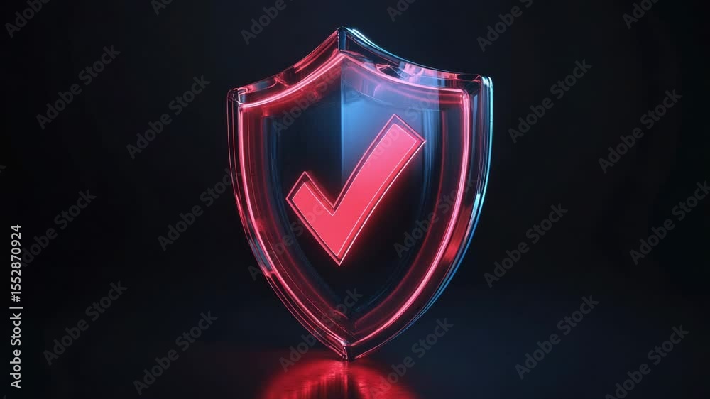 Poster a glowing shield featuring a check mark icon