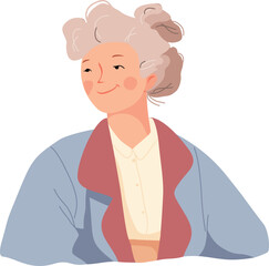 Elderly Woman Smiling Portrait Vector Art for Senior Lifestyle Themes