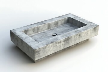 Fototapeta premium Rectangular concrete basin with built-in drain, grey textured finish, modern design