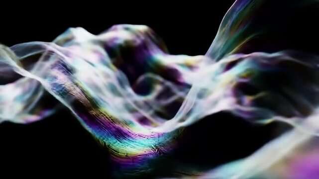 Non-material waveform sculpture with interference shimmer