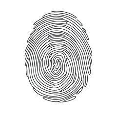 fingerprint  illustration silhouette  .  simple one line drawing . Transparent background png file
