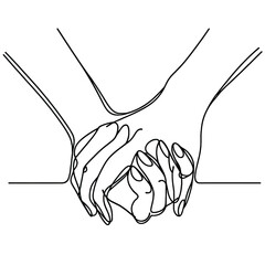 lovers hand with a hand simple one line drawing . Transparent background png file