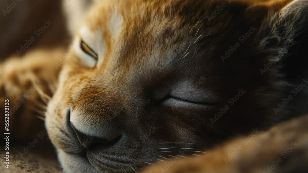 Poster A close-up of a cat resting peacefully on a soft blanket