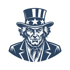 Uncle Sam Silhouette Clipart Vector Illustration on White Background