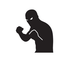 Vector art of silhouette of a fighter boxing isolated on white background