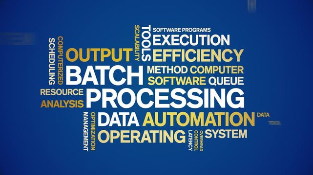 Batch Processing animated word cloud;text design animation tag kinetic typography seamless loop.
