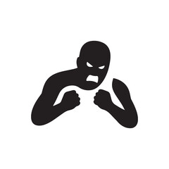 Vector art of silhouette of an angry fighter boxing isolated on white background