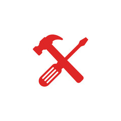 Red Hammer and Screwdriver Tools Icon