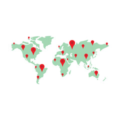 Fototapeta premium World Map With Pin