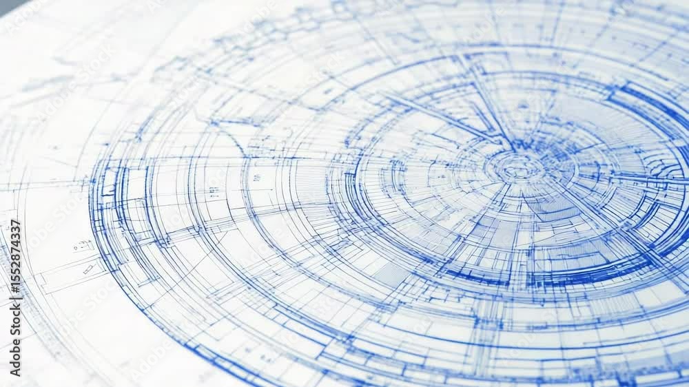 Aufkleber A detailed view of a building design on a blueprints page, suitable for use in architecture, engineering and construction projects