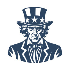 Uncle Sam Silhouette Clipart Vector Illustration on White Background