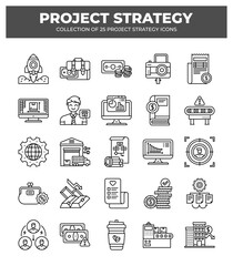 Project Strategy Icons: 25 Essential Icons for Business Planning