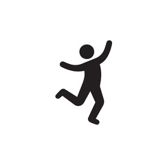 Vector art of silhouette of a happy person running and jumping isolated on white background
