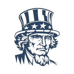Uncle Sam Silhouette Clipart Vector Illustration on White Background