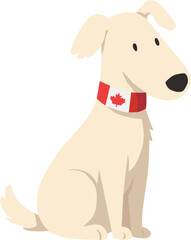 Cute Dog Wearing Canadian Flag Bandana – Canada Day Vector Clipart