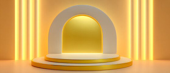 High-end minimalist product display stage in soft warm space