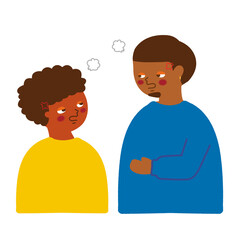 黒人の男性同士が喧嘩をしているイラスト