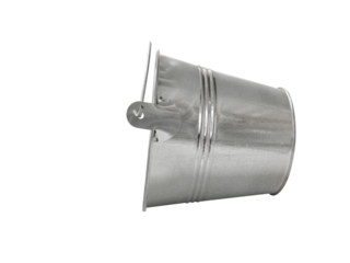 Silver iron bucket turned on its side PNG transparent.