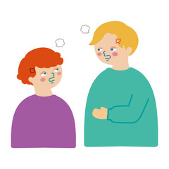 白人男性同士が喧嘩しているイラスト