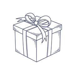 Simple outline gift box with ribbon present