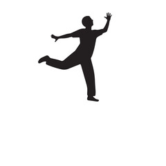 Vector art of silhouette of a man jumping in celebration isolated on white background