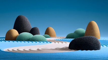 Zen yoga meditation with stones and gentle waves