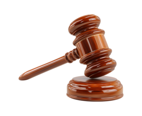 wooden gavel on transparent background