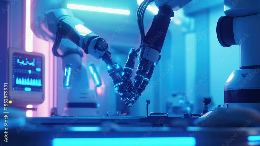 Leinwandbilder a robotic arm attached to a computer system