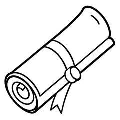 Minimal Diploma Scroll Outline Vector