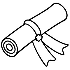 Minimal Diploma Scroll Outline Vector