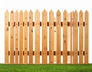 Fototapeta premium Timber fence or decorative wooden fence isolated on white background.