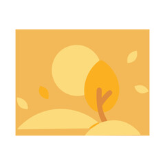 Golden autumn forest with sun rays shining vector art design 