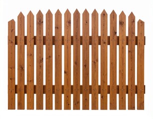 Brown wooden fence isolated on a white background that separates the objects.
