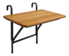 A compact folding table that can be mounted on a balcony railing, suitable for small apartment balconies.