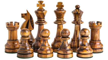 Wooden Chess Set Ready on the Transparent Background